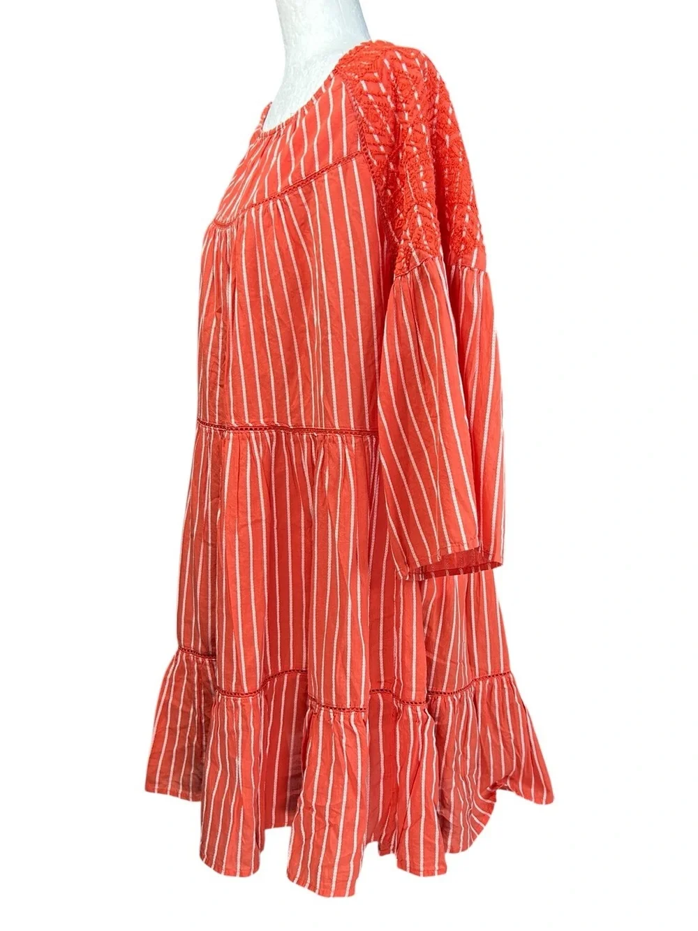 Free People Lola Embroidered Mini Dress M Boho Beachy Lightweight Flowy